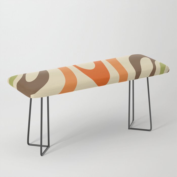 Wavy Loops Abstract Pattern in Retro Orange Brown Green Bench Gallery Image 1