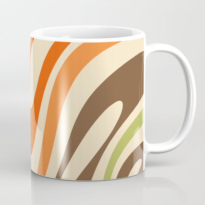 Wavy Loops Abstract Pattern in Retro Orange Brown Green Coffee Mug Gallery Image 1