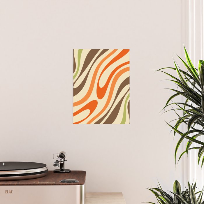 Wavy Loops Abstract Pattern in Retro Orange Brown Green Poster Gallery Image 2