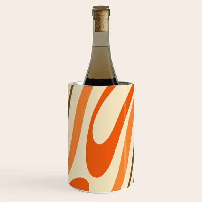 Wavy Loops Abstract Pattern in Retro Orange Brown Green Wine Chiller Gallery Image 1
