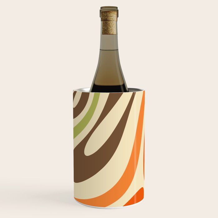 Wavy Loops Abstract Pattern in Retro Orange Brown Green Wine Chiller Gallery Image 2