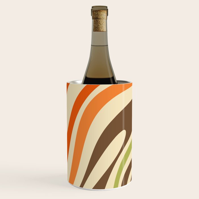Wavy Loops Abstract Pattern in Retro Orange Brown Green Wine Chiller Gallery Image 3