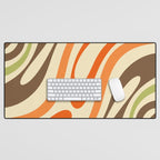Wavy Loops Abstract Pattern in Retro Orange Brown Green Desk Mat Gallery Image 1