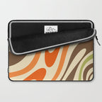 Wavy Loops Abstract Pattern in Retro Orange Brown Green Laptop Sleeve Gallery Image 2