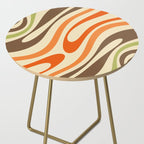 Wavy Loops Abstract Pattern in Retro Orange Brown Green Side Table Gallery Image 2