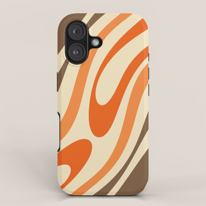 Wavy Loops Abstract Pattern in Retro Orange Brown Green iPhone Case Gallery Image 1