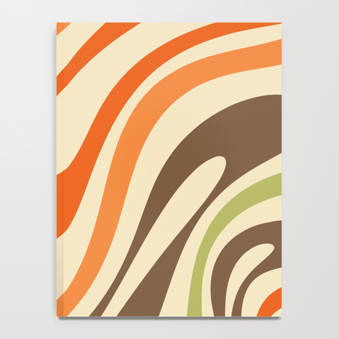 Wavy Loops Abstract Pattern in Retro Orange Brown Green Notebook Gallery Image 4