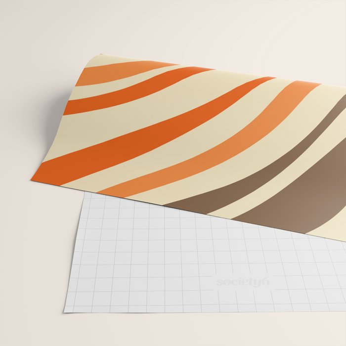 Wavy Loops Abstract Pattern in Retro Orange Brown Green Wrapping Paper Gallery Image 2