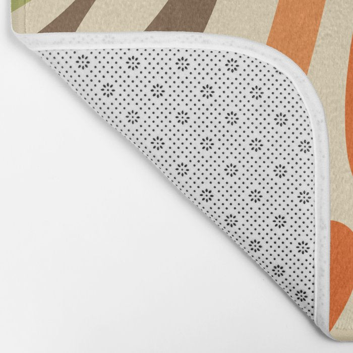 Wavy Loops Abstract Pattern in Retro Orange Brown Green Bath Mat Gallery Image 2