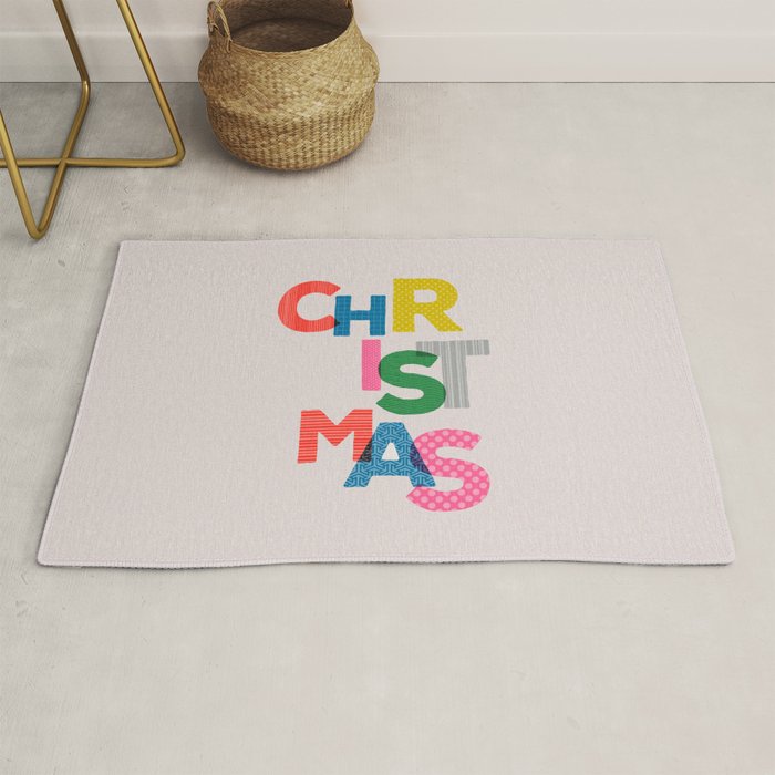 Christmas colorful typography Rug Gallery Image 1