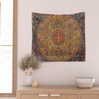 Persian Medallion Rug VI // 16th Century Distressed Red Green Blue Flowery Colorful Ornate Pattern Wall Tapestry Gallery Image 2