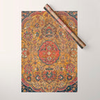 Persian Medallion Rug VI // 16th Century Distressed Red Green Blue Flowery Colorful Ornate Pattern Wrapping Paper Gallery Image 1