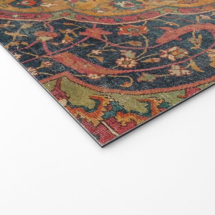 Persian Medallion Rug VI // 16th Century Distressed Red Green Blue Flowery Colorful Ornate Pattern Welcome Mat Gallery Image 2