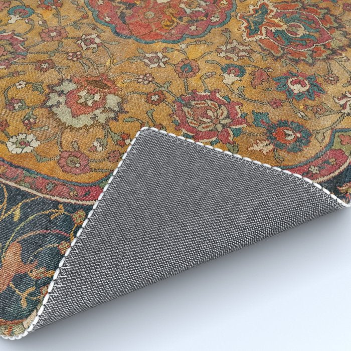 Persian Medallion Rug VI // 16th Century Distressed Red Green Blue Flowery Colorful Ornate Pattern Rug Gallery Image 4