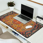Persian Medallion Rug VI // 16th Century Distressed Red Green Blue Flowery Colorful Ornate Pattern Desk Mat Gallery Image 2