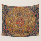 Persian Medallion Rug VI // 16th Century Distressed Red Green Blue Flowery Colorful Ornate Pattern Wall Tapestry Gallery Image 4