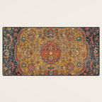Persian Medallion Rug VI // 16th Century Distressed Red Green Blue Flowery Colorful Ornate Pattern Desk Mat Gallery Image 3