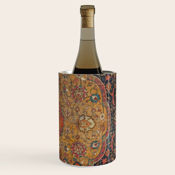 Persian Medallion Rug VI // 16th Century Distressed Red Green Blue Flowery Colorful Ornate Pattern Wine Chiller Gallery Image 3