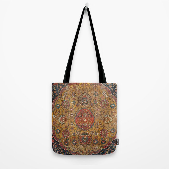 Persian Medallion Rug VI // 16th Century Distressed Red Green Blue Flowery Colorful Ornate Pattern Tote Bag Gallery Image 2