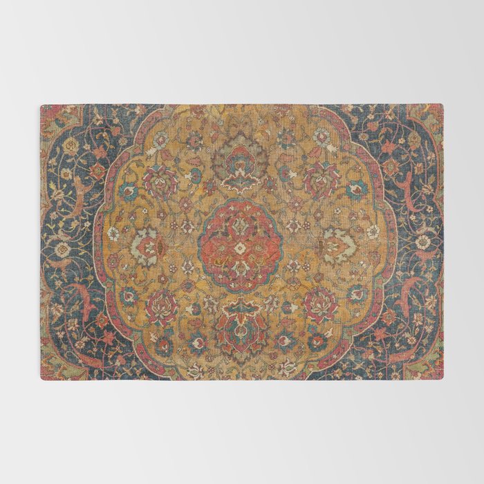 Persian Medallion Rug VI // 16th Century Distressed Red Green Blue Flowery Colorful Ornate Pattern Rug Gallery Image 2