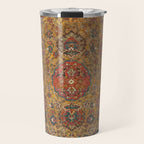 Persian Medallion Rug VI // 16th Century Distressed Red Green Blue Flowery Colorful Ornate Pattern Travel Mug Gallery Image 1