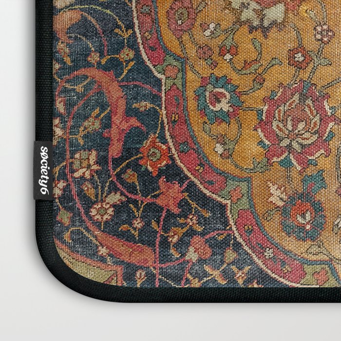 Persian Medallion Rug VI // 16th Century Distressed Red Green Blue Flowery Colorful Ornate Pattern Laptop Sleeve Gallery Image 3