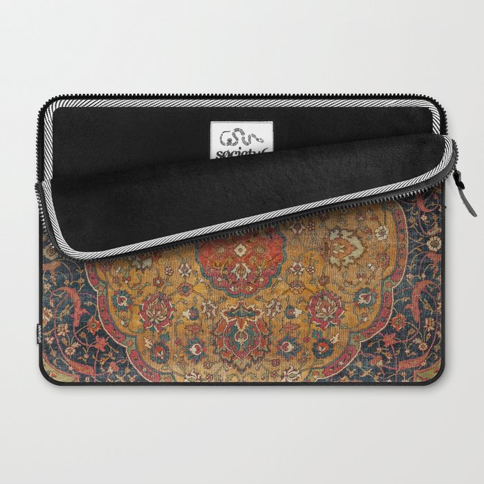 Persian Medallion Rug VI // 16th Century Distressed Red Green Blue Flowery Colorful Ornate Pattern Laptop Sleeve Gallery Image 2