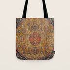 Persian Medallion Rug VI // 16th Century Distressed Red Green Blue Flowery Colorful Ornate Pattern Tote Bag Gallery Image 1