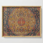 Persian Medallion Rug VI // 16th Century Distressed Red Green Blue Flowery Colorful Ornate Pattern Serving Tray Gallery Image 1