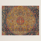 Persian Medallion Rug VI // 16th Century Distressed Red Green Blue Flowery Colorful Ornate Pattern Jigsaw Puzzle Gallery Image 1