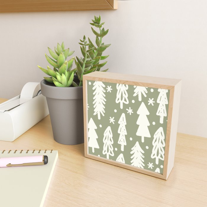 Boho Winter Trees . Lush Green Mini Art Print Gallery Image 2