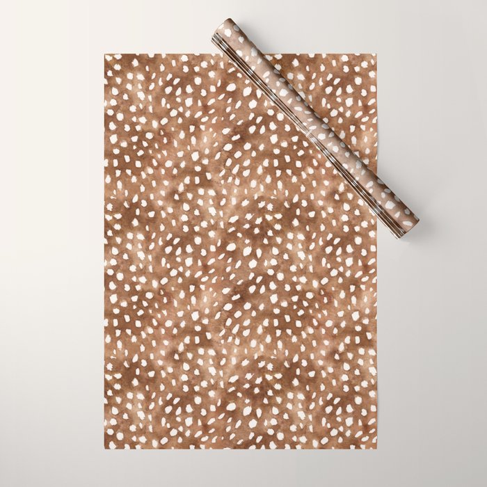 Watercolor Fawn Spots, Animal Print, Vintage Spring Wrapping Paper Gallery Image 1