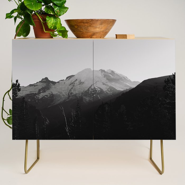 Mount Rainier Black and White Credenza Gallery Image 1