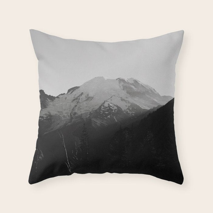 Mount Rainier Black and White Throw Pillow Gallery Image 6