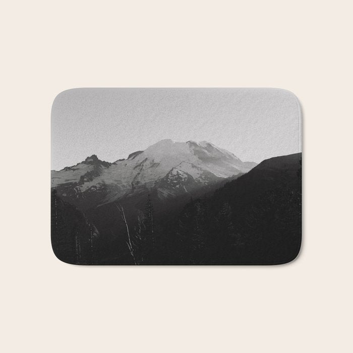 Mount Rainier Black and White Bath Mat Gallery Image 1