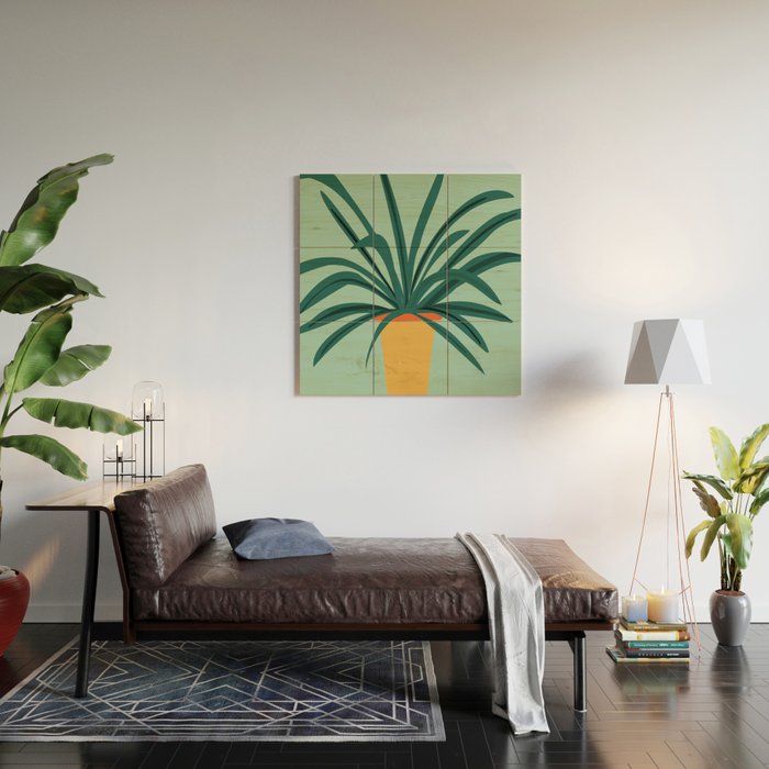 Aloe Love Houseplant Illustration  Wood Wall Art Gallery Image 2
