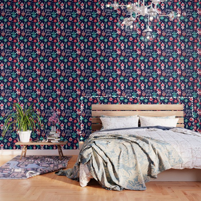 Festive As Fuck - Navy Palette Wallpaper Gallery Image 1