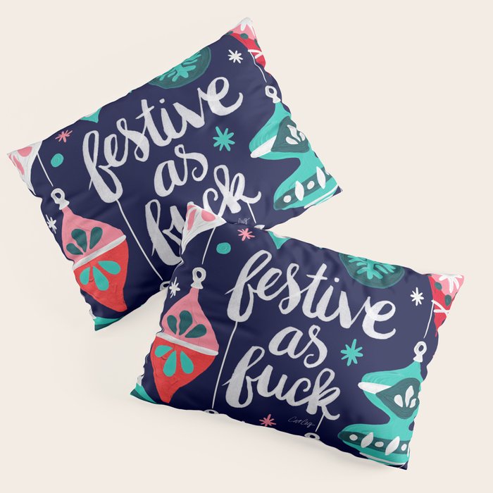 Festive As Fuck - Navy Palette Pillow Sham Gallery Image 3