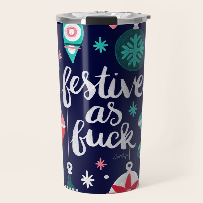 Festive As Fuck - Navy Palette Travel Mug Gallery Image 1