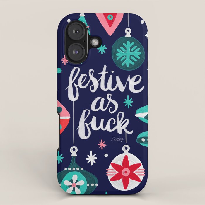 Festive As Fuck - Navy Palette iPhone Case Gallery Image 1