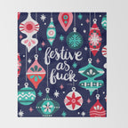 Festive As Fuck - Navy Palette Throw Blanket Gallery Image 2