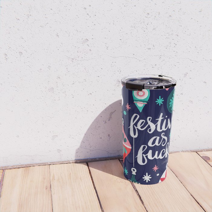 Festive As Fuck - Navy Palette Travel Mug Gallery Image 4