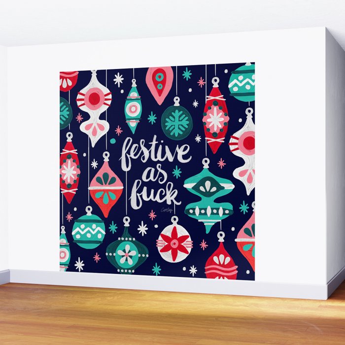 Festive As Fuck - Navy Palette Wall Mural Gallery Image 2