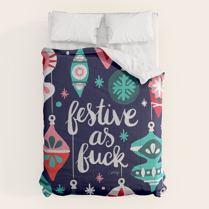 Festive As Fuck - Navy Palette Comforter Gallery Image 6