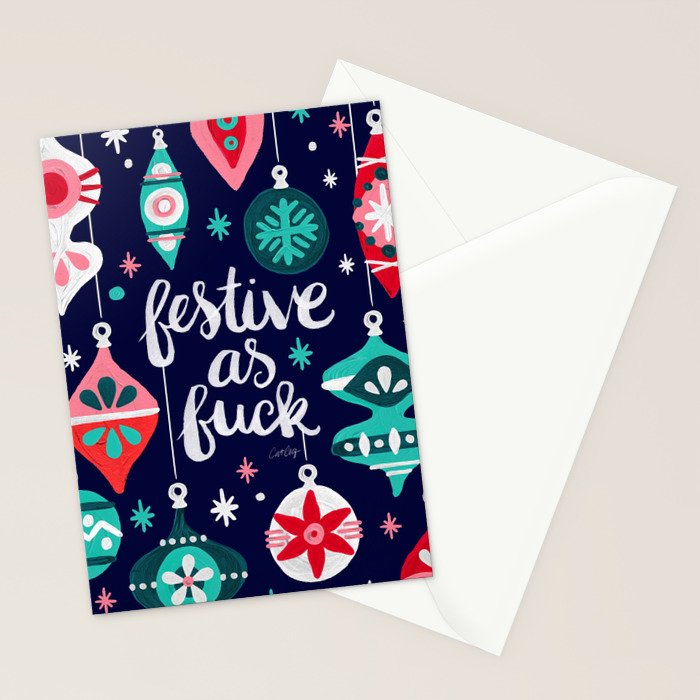 Festive As Fuck - Navy Palette Stationery Card Gallery Image 2
