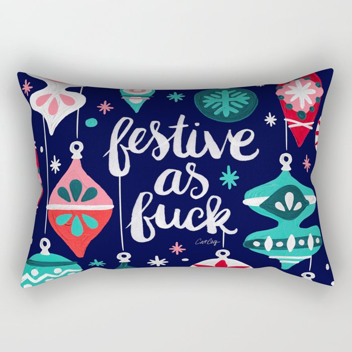 Festive As Fuck - Navy Palette Rectangular Pillow Gallery Image 2