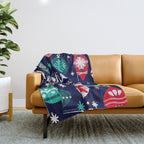 Festive As Fuck - Navy Palette Throw Blanket Gallery Image 1