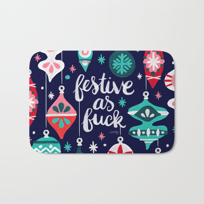 Festive As Fuck - Navy Palette Bath Mat Gallery Image 1