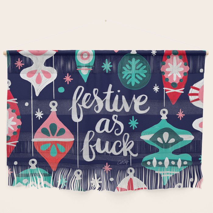 Festive As Fuck - Navy Palette Wall Hanging Gallery Image 1