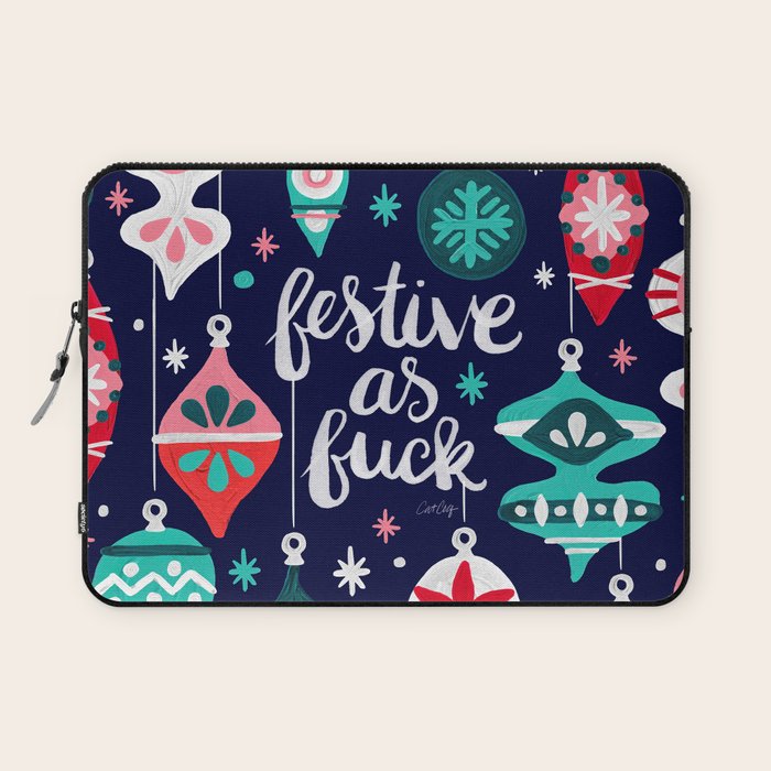 Festive As Fuck - Navy Palette Laptop Sleeve Gallery Image 1